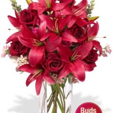 6 Roses and 4 Asiatic Lily Vase Bouquet