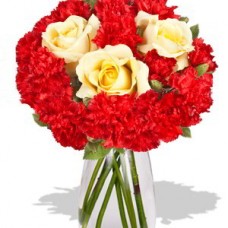 Carnation and Roses Vase Bouquet