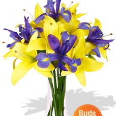 Asiatic Lily and Iris Bouquet Vase Bouquet